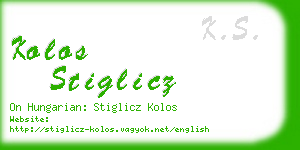 kolos stiglicz business card